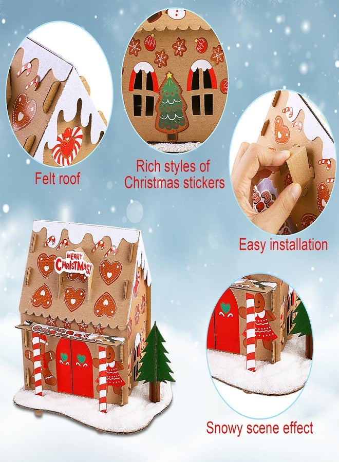Fovths 6 Sets DIY Christmas Gingerbread House Kit 3D Christmas Cardboard Craft House Decoration DIY Build Gingerbread Houses for Holiday Arts Crafts Fun Home Activity Party Favors, Classic Style - Image 3